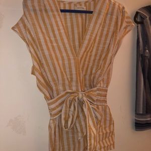 Yellow and white striped wrapped top